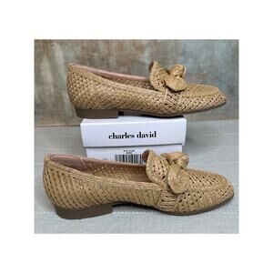 Charles David Finte Women's Tan Woven Loafers Size 7.5 M Classic Chic Slip-On